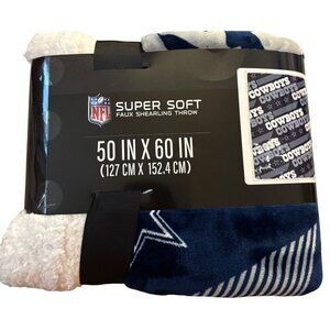 Dallas Cowboys NFL Faux Shearling Throw Blanket 50x60 Super Soft Licensed New